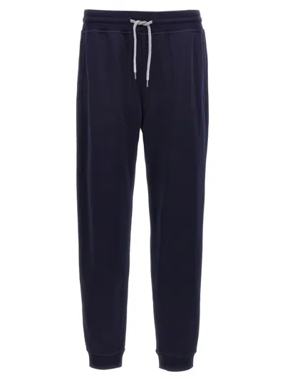BRUNELLO CUCINELLI BLUE COTTON BLEND JOGGERS
