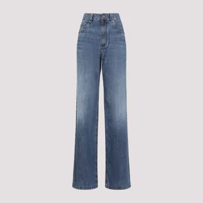 Brunello Cucinelli Blue Cotton Boyfriend Jeans