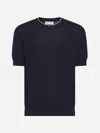 Brunello Cucinelli Blue Cotton Crewneck Sweater