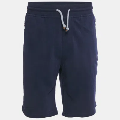 Pre-owned Brunello Cucinelli Blue Cotton Drawstring Shorts Xl