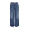 Brunello Cucinelli Women Blue Jeans With Five-pocket Design And Patch Logo On The Back In Denim Woma In Blue