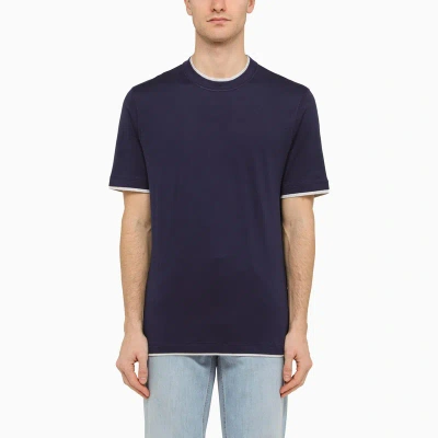 Brunello Cucinelli Blue Cotton Jersey T-shirt