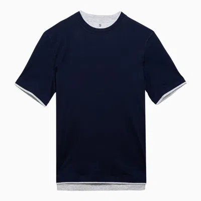 Brunello Cucinelli Blue Cotton Jersey T-shirt Men