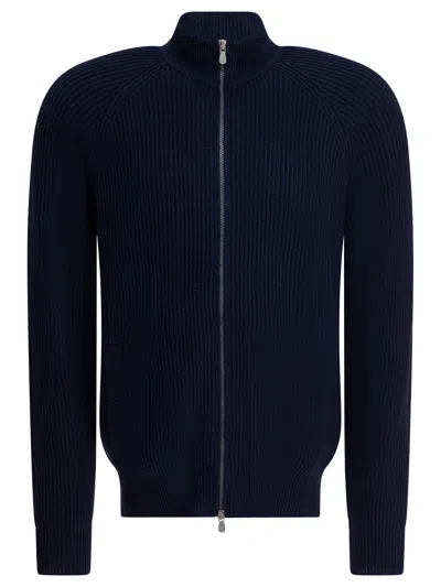 BRUNELLO CUCINELLI BRUNELLO CUCINELLI BLUE COTTON KNITWEAR