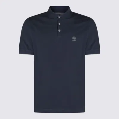 Brunello Cucinelli Blue Cotton Polo Shirt