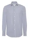 Brunello Cucinelli Striped Cotton Shirt With Button-down Collar