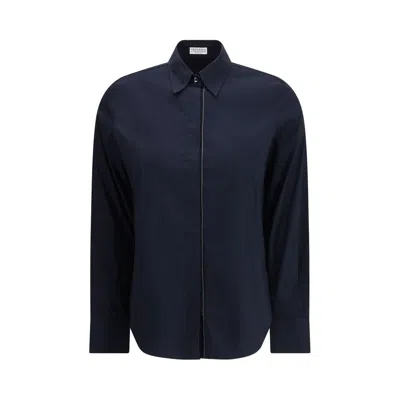 BRUNELLO CUCINELLI BLUE COTTON SHIRT
