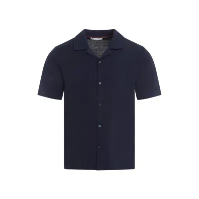 Brunello Cucinelli Blue Cotton Shirt For Men