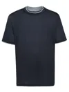 Brunello Cucinelli Men Black Jersey Faux Layering T-shirt In Blue