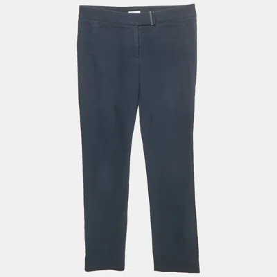 Pre-owned Brunello Cucinelli Blue Cotton Slim Fit Trousers S