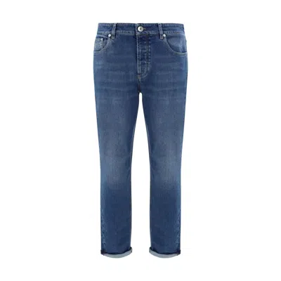 Brunello Cucinelli Blue Cotton Straight-leg Jeans