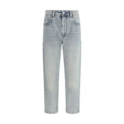 Brunello Cucinelli Blue Cotton Straight-leg Jeans