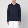 Brunello Cucinelli Blue Cotton Crewneck Sweater In Blue
