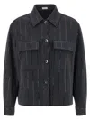 Brunello Cucinelli Knitwear With Chest Pockets And Collared Neck In Blue