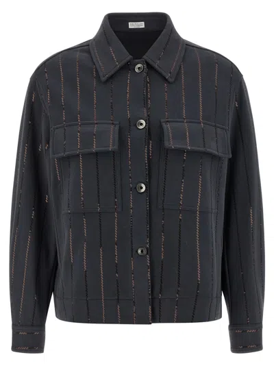 BRUNELLO CUCINELLI BLUE COTTON SWEATSHIRT