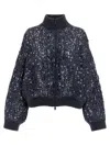 Brunello Cucinelli Dazzling Croc Embroidery Sweaters And Cardigans Blue