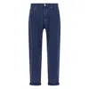Brunello Cucinelli Garment-dyed Logo-patch Jeans In Blue