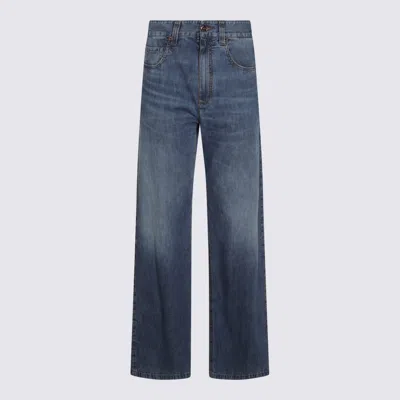 Brunello Cucinelli Blue Denim Cotton Jeans In Transparent