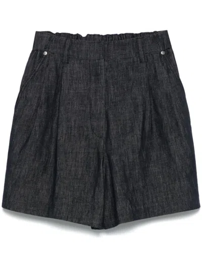 BRUNELLO CUCINELLI BLUE DENIM COTTON SHORTS