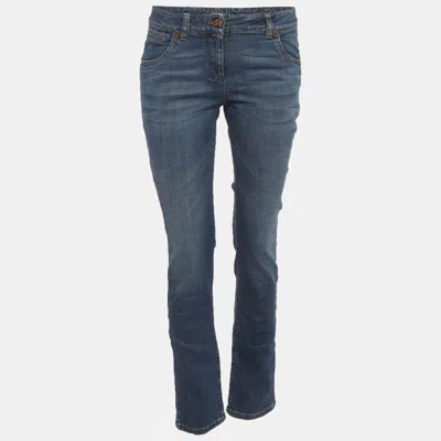 Pre-owned Brunello Cucinelli Blue Denim High Waist Skinny Jeans S/waist 28"