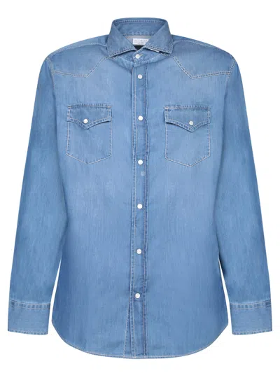 Brunello Cucinelli Blue Denim Shirt