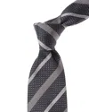 Brunello Cucinelli Blue Diagonal Stripe Silk Tie In Black