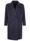 Brunello Cucinelli Cashmere Double-breasted Coat In Blue