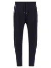 Brunello Cucinelli Casual Joggers With Drawstring And Stripes In Blue