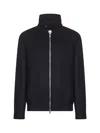 Brunello Cucinelli Blue Double Wool Flannel Bomber Jacket In Blue