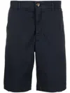 Brunello Cucinelli Men Garment-dyed Bermuda Shorts In Twisted Cotton Gabardine In Blue