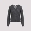 Brunello Cucinelli V-neck Cable Pullover Sequin Embellishments In Gray
