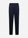Brunello Cucinelli Virgin Wool Drawstring Leisure Trousers In Blue