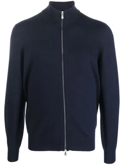BRUNELLO CUCINELLI BLUE FULL-ZIP CARDIGAN