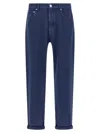 Brunello Cucinelli Garment-dyed Logo-patch Jeans In Blue