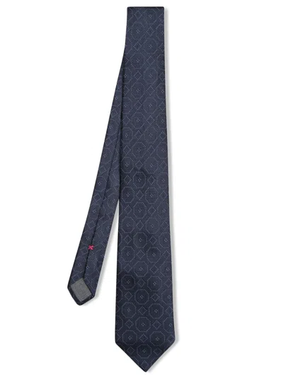 Brunello Cucinelli Blue Geometric Tie