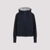Brunello Cucinelli Padded Hooded Knit Down Jacket In Blue