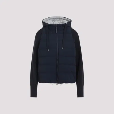 BRUNELLO CUCINELLI BLUE HOODED JACKET