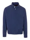 Brunello Cucinelli Technical Blouson Jacket High Collar Design In Blue
