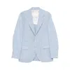 Brunello Cucinelli Linen And Wool Chevron Blazer Light Blue In Blue