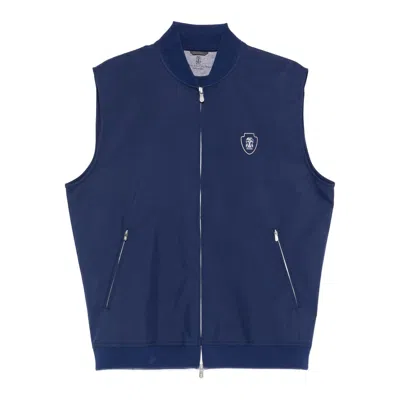 Brunello Cucinelli Logo-embroidered Gilet In Blue