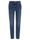 Brunello Cucinelli Embellished Skinny Cotton Jeans With Contrast Stitching