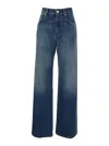 Brunello Cucinelli Blue Jeans With Logo Patch On The Rear And Monil Detail On The Loop In Denim Woman In Blue