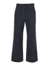 Brunello Cucinelli Blue Jeans With Wide Leg And Contrasting Stitching In Denim Woman