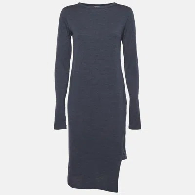 Pre-owned Brunello Cucinelli Blue Jersey Crewneck T-shirt Dress L