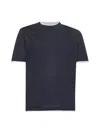 Brunello Cucinelli Men Black Jersey Faux Layering T-shirt In Blue