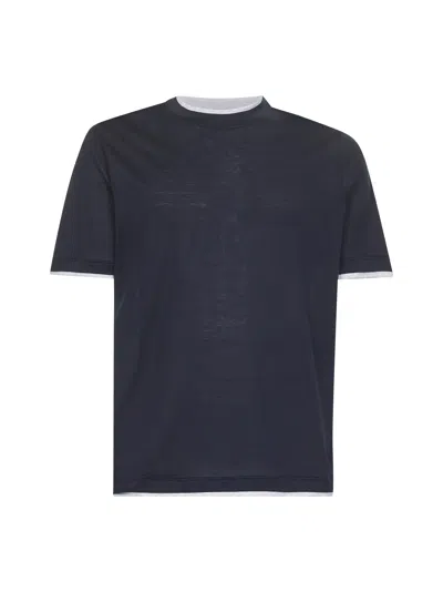 Brunello Cucinelli Blue Jersey Faux Layering T-shirt