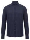 Brunello Cucinelli Blue Jersey Shirt In Blue