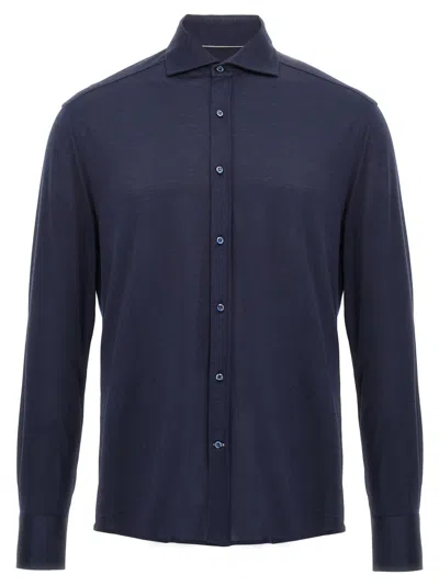 BRUNELLO CUCINELLI BLUE JERSEY SHIRT