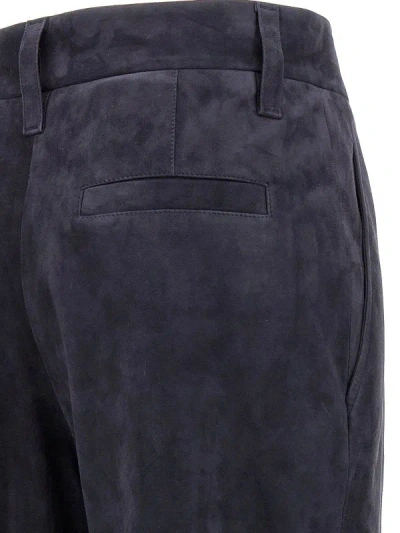 Brunello Cucinelli Blue Leather Pants