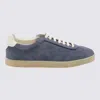 Brunello Cucinelli Leather-trimmed Suede Sneakers In Blue